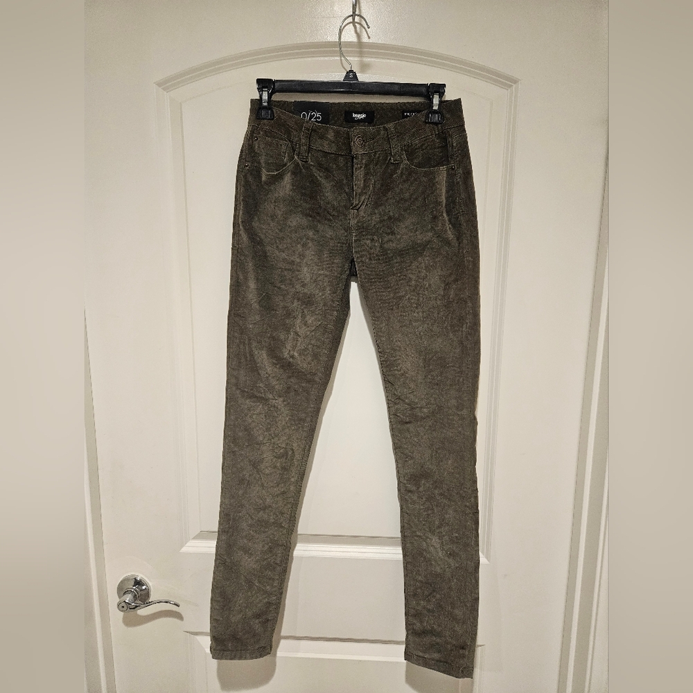 Kemsie Women's Knockout Skinny Midrise Corduroy Olive Jeans # 393-1